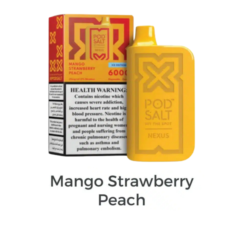PodSalt Nexus 6000 Puffs Disposable - Mango Strawberry Peach
