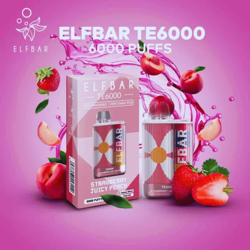 Elf Bar TE6000 5% Us Version Disposable Vape - Strawberry Juicy Peach